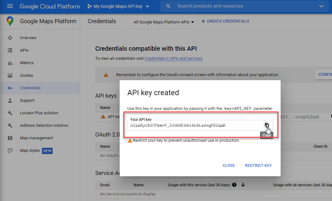 Generate API Key -2- Generate Google Maps API Key and Display Maps in Oshine