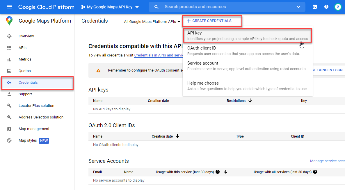 Generate API Key - Generate Google Maps API Key and Display Maps in Oshine