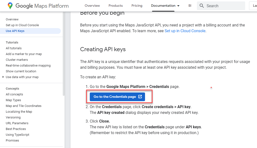 Navigate to Google Maps Platform -2- Generate Google Maps API Key and Display Maps in Oshine