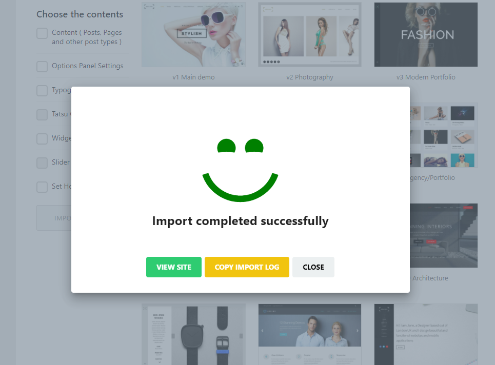 set up Brand Exponents Theme and Import a Demo - Import Successfull