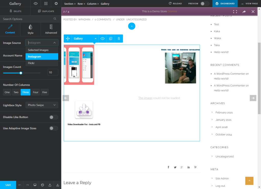 How to use Instagram in Tatsu Gallery Module – Oshine Knowledge Base